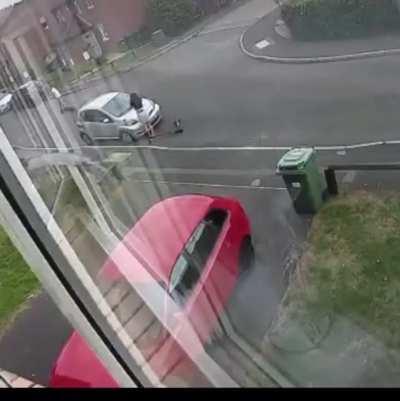 Not even looking at the road