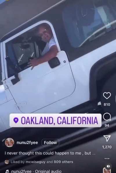 Road raging racist rams into wall on freeway.