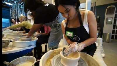 Rae b👀ba at pottery class