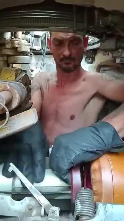 Reloading mechanism of a T-64 tank.