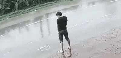 WCGW peeing next to a wet road
