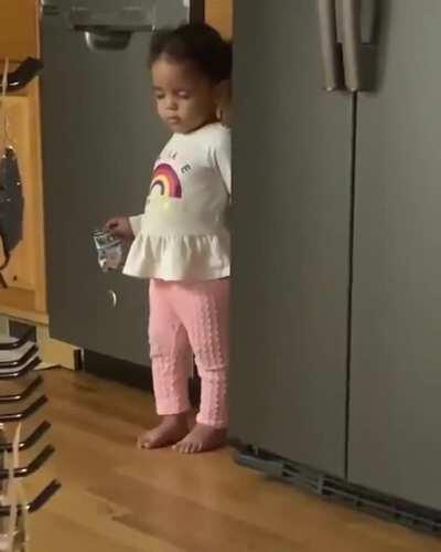 Kid pretended to be sleeping when she got caught stealing snacks