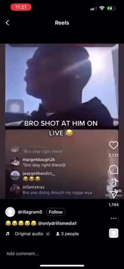 Attempted murder livestreamed by both the shooter and intended victim on Instagram (Los Angeles)