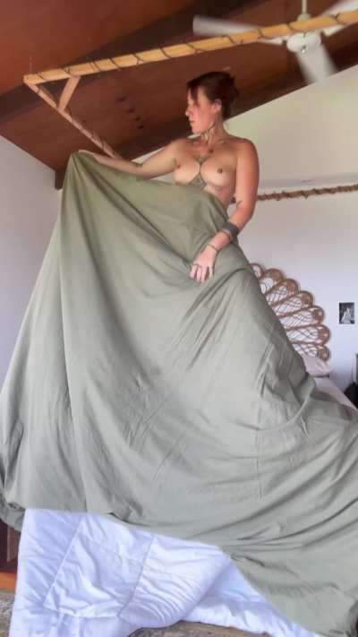 making my bed in the morning