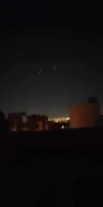 An Israeli drones getting intercepted over the skies of tehran by Iranian air defenses