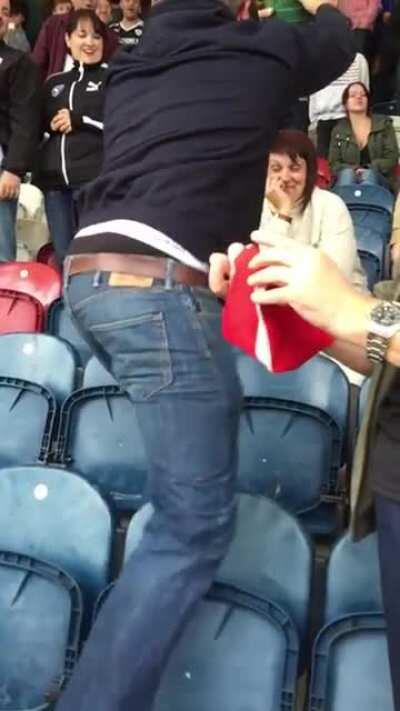 He's got a plant pot on his head!