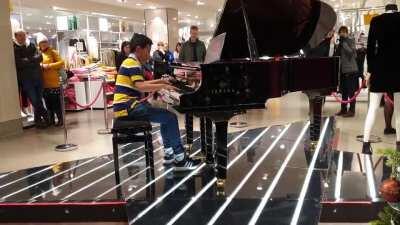 11yo plays Bohemian Rhapsody by Queen on a store piano!