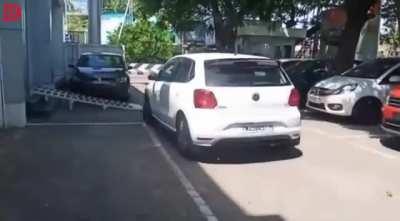 Driving the new car off the lot.