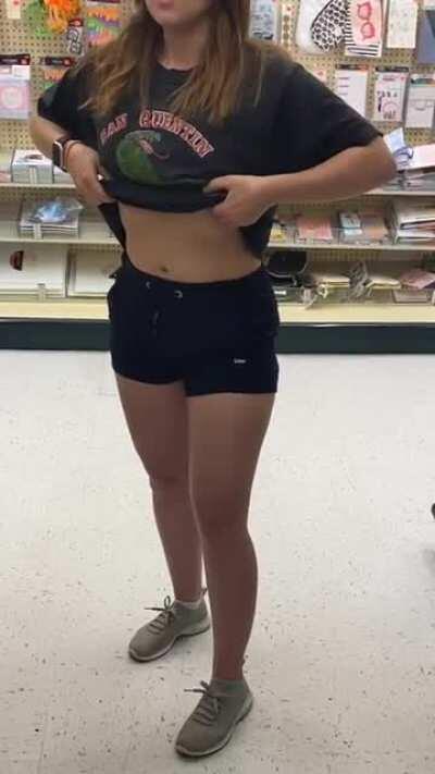 Every once in a while you've gotta flash some titty in a store