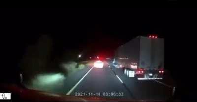 Brake checking a truck.