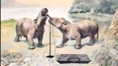 Cenozoic animals with their mouths open