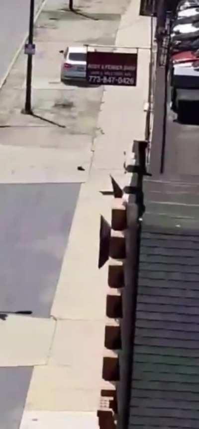 This guy brought a rock to a car fight