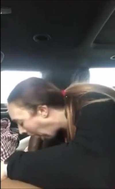 College slut sucks thick bbc in front of frat house