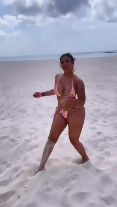 Big butt model walking in bikini