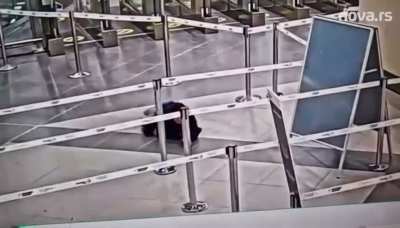 Woman snuk thru airport security in Serbia