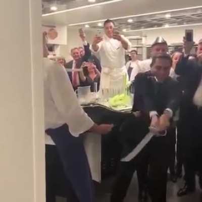 How not to open a bottle of champange.