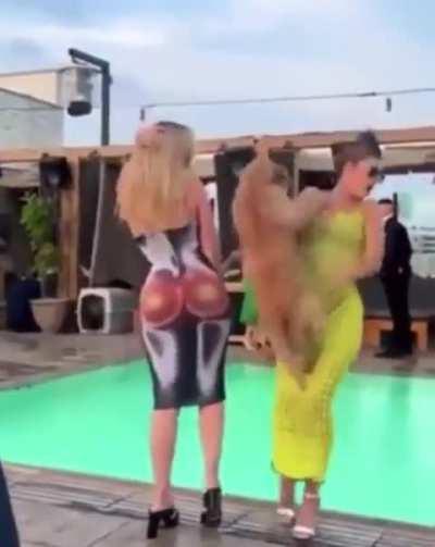 Showing off their dresses