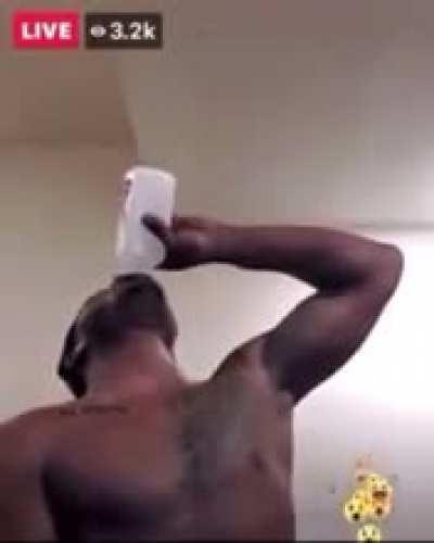 This guy drank a whole bottle of alcohol in a facebook livestream. I don’t know the context.