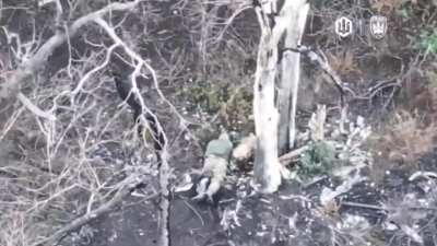 Powerfull  Ukrainian drone  detonation  hits  russian  soldier