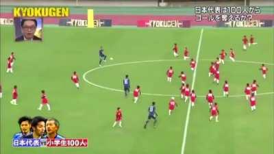 3 professional soccer player vs 100 kids