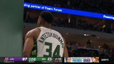 [Highlight] Giannis continues to obliterate the Lakers with a second straight and-1 to get him 45