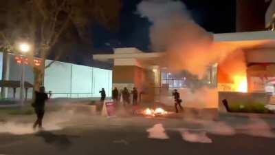 Portland antifa set ICE building on fire while chanting 