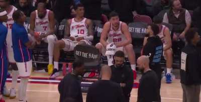 The Lakers bench compared to the Rockets in clutch time last night.