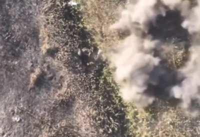 Another Russian infantryman has a VOG drone-dropped on him - Eastern Ukraine