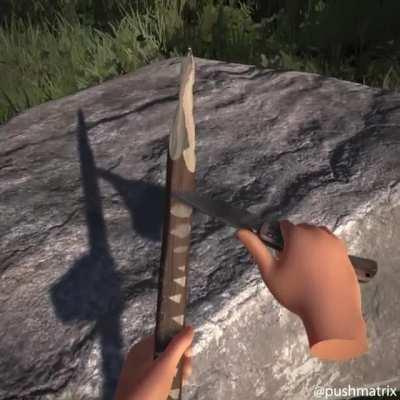 Playing around with a VR wood carving mechanic