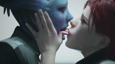 [Shepard & Liara] intense tongue sucking (zmsfm)
