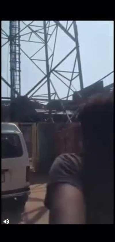 Guy falls off of cell tower