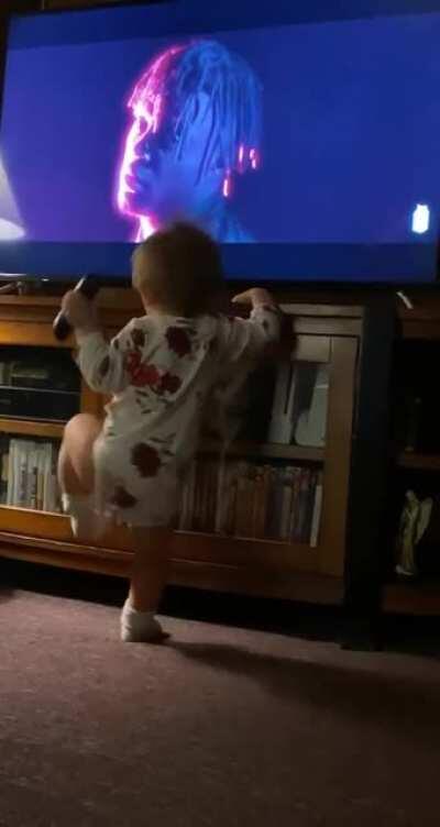 A year goes by quicker than you think. Every time I put on Juice; it doesn’t matter which song, this is her reaction. I’m very grateful for the art he left behind for us. Rest Easy, Jarad Anthony Higgins. 999 Forever. 🖤🕊♾