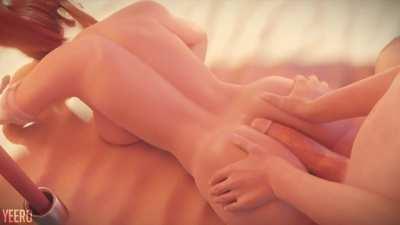 Brigitte getting her sun lotion applied, (Yeero)