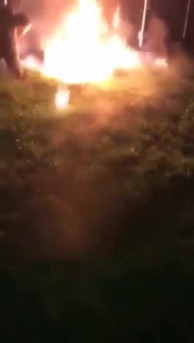 The Russian way of putting fire in an outdoor fireplace