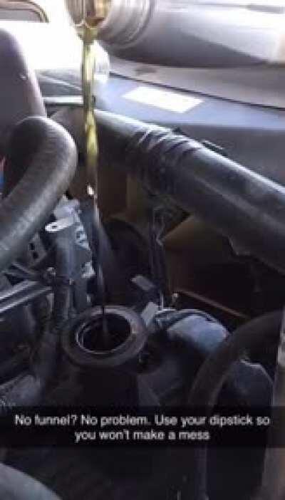 Don't have a funnel for your car?