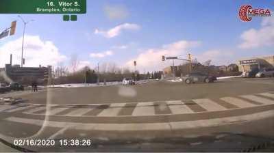 Left turning cars refuse to yield to cammer.