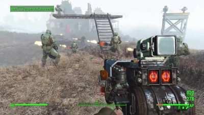 I gave all my settlers heavy combat armor and miniguns. This is what happened when the gunners attacked the settlement