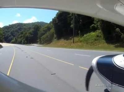 Emergency landing on a highway