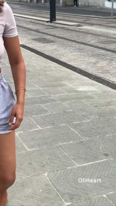 I was dared to go for a walk with a sheer top! [f]