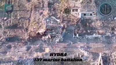 Ukrainian soldiers of the 137th Marine Battalion of the 35th Marine Brigade took out Russian soldier in close combat. Khurakove direction. Published 18.10.2025