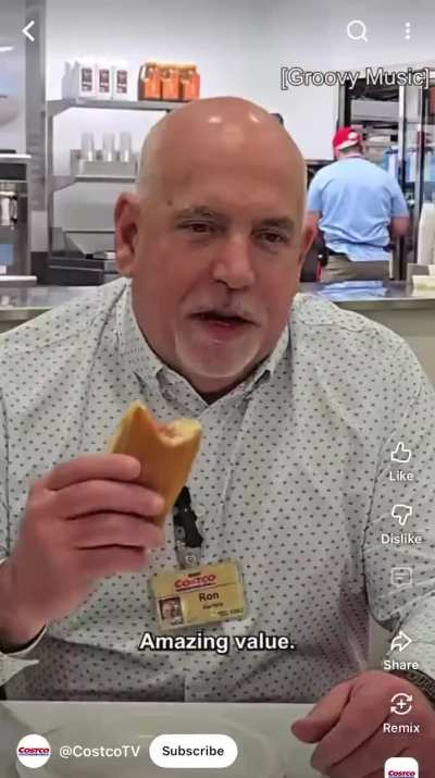 Costco CEO Ron Vachris did the “CEO eats his own product” challenge by destroying a hot dog and confirms the Costco hot dog combo is staying at $1.50 forever