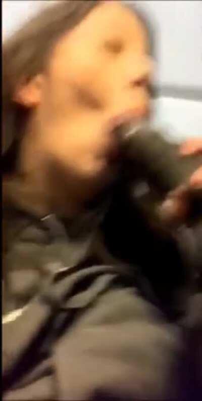 Slut sucks fat bbc in airplane toilet