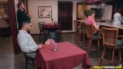 Abella Danger Gives Guy A Secret BJ Under The Table