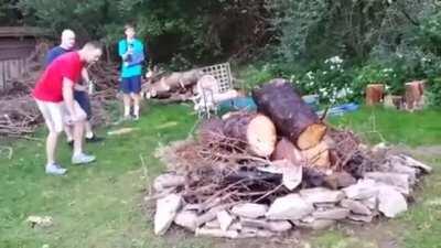 WCGW using too much gasoline to light up a bonfire!