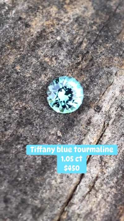 Tiffany blue tourmaline  just finished cutting . Amazing stone clean from Namibia 1.05 ct 6.7mm  $450 plus shipping