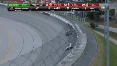 Chastain and Hamlin fiercely battle for the lead with 11 to go during the Xfinity race