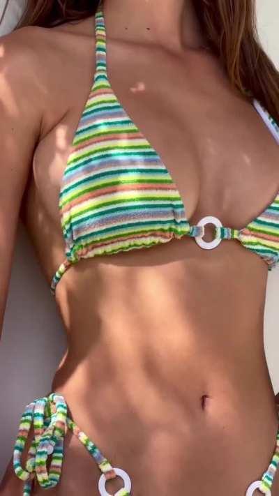Emily Feld striped bikini