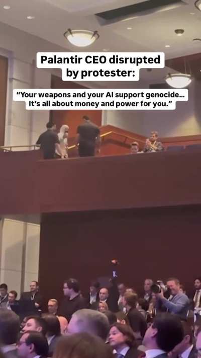 Palantir CEO disrupted by Protester