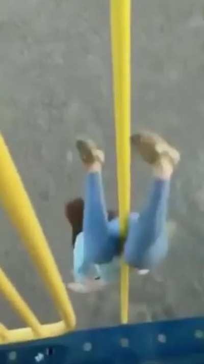 Trying to be cool on a playground