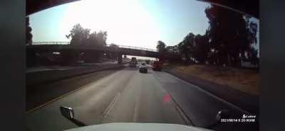 Idiot runs into road workers truck in Fresno,ca